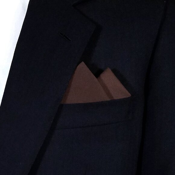 New - Dark Brown Cotton Pre-Folded Pocket Square Handkerchief Insert - Picture 2 of 7
